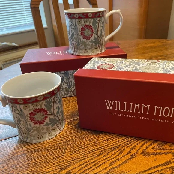 WILLIAM MORRIS « Pink and Rose » gift-boxed set’s of Two Coffee Mugs~ Rare & HTF - Picture 7 of 15